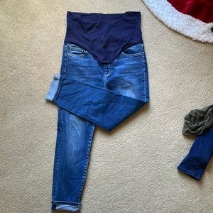 Full panel pink blush maternity jeans